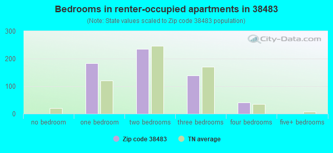 Bedrooms in renter-occupied apartments in 38483 