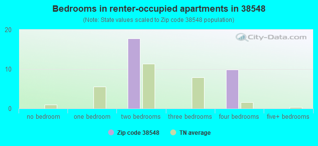 Bedrooms in renter-occupied apartments in 38548 