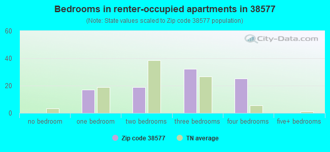 Bedrooms in renter-occupied apartments in 38577 