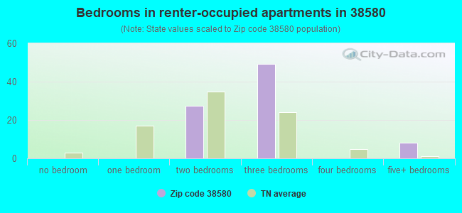 Bedrooms in renter-occupied apartments in 38580 