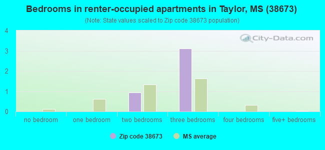 Bedrooms in renter-occupied apartments in Taylor, MS (38673) 