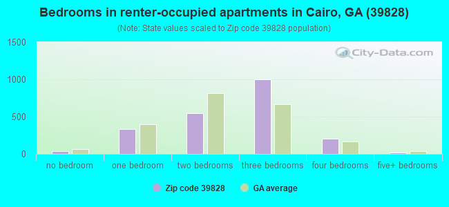 Bedrooms in renter-occupied apartments in Cairo, GA (39828) 