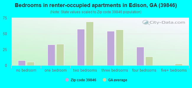 Bedrooms in renter-occupied apartments in Edison, GA (39846) 