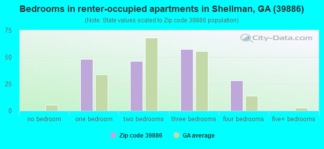 Bedrooms in renter-occupied apartments in Shellman, GA (39886) 