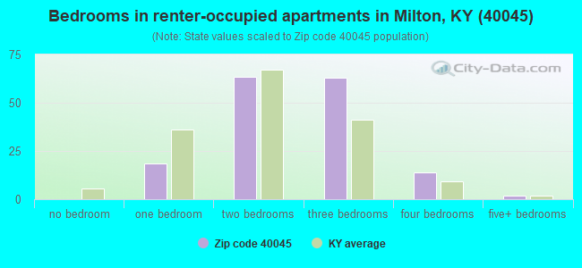 Bedrooms in renter-occupied apartments in Milton, KY (40045) 