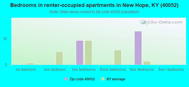 Bedrooms in renter-occupied apartments in New Hope, KY (40052) 