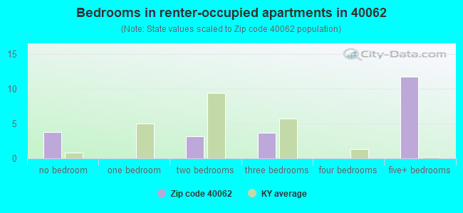 Bedrooms in renter-occupied apartments in 40062 