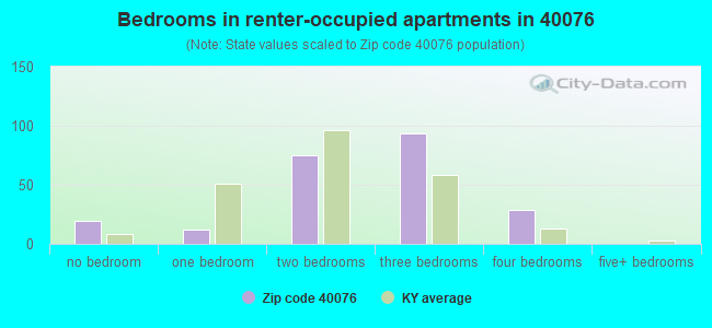 Bedrooms in renter-occupied apartments in 40076 