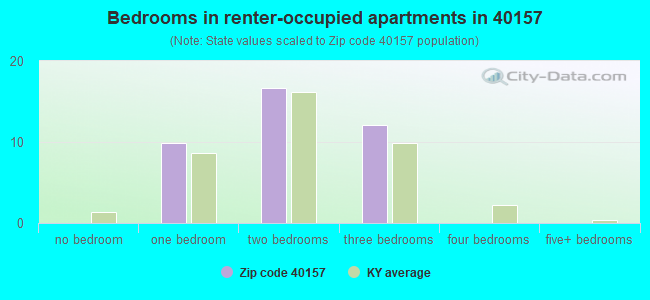 Bedrooms in renter-occupied apartments in 40157 
