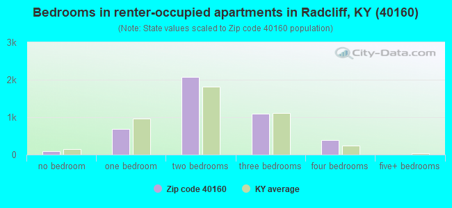 Bedrooms in renter-occupied apartments in Radcliff, KY (40160) 