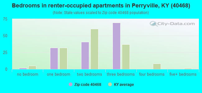 Bedrooms in renter-occupied apartments in Perryville, KY (40468) 