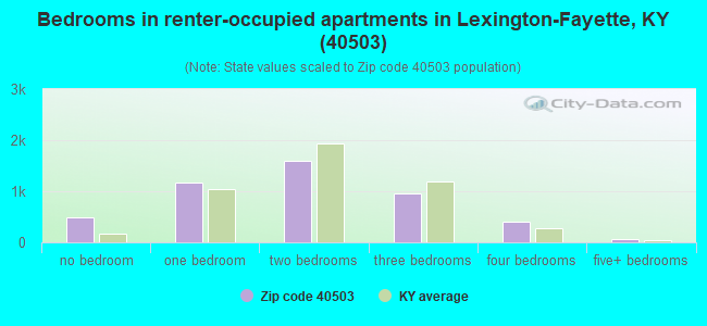 Bedrooms in renter-occupied apartments in Lexington-Fayette, KY (40503) 