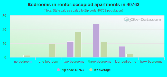 Bedrooms in renter-occupied apartments in 40763 