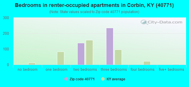 Bedrooms in renter-occupied apartments in Corbin, KY (40771) 