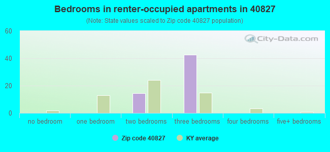 Bedrooms in renter-occupied apartments in 40827 