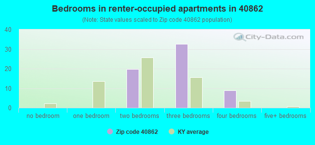 Bedrooms in renter-occupied apartments in 40862 