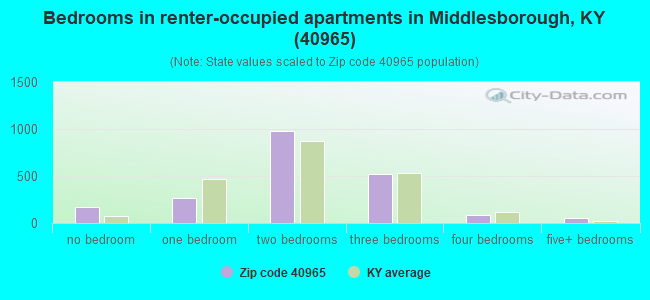 Bedrooms in renter-occupied apartments in Middlesborough, KY (40965) 