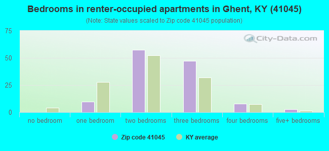 Bedrooms in renter-occupied apartments in Ghent, KY (41045) 
