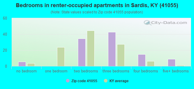 Bedrooms in renter-occupied apartments in Sardis, KY (41055) 