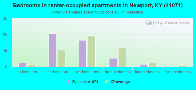 Bedrooms in renter-occupied apartments in Newport, KY (41071) 