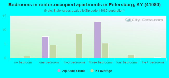 Bedrooms in renter-occupied apartments in Petersburg, KY (41080) 