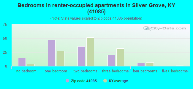 Bedrooms in renter-occupied apartments in Silver Grove, KY (41085) 