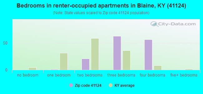 Bedrooms in renter-occupied apartments in Blaine, KY (41124) 