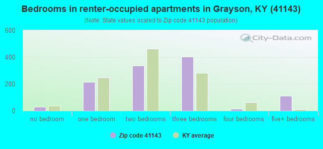 Bedrooms in renter-occupied apartments in Grayson, KY (41143) 