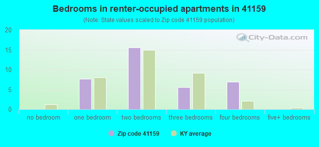 Bedrooms in renter-occupied apartments in 41159 