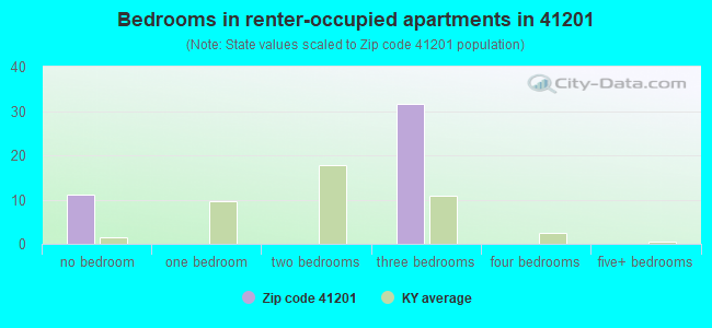 Bedrooms in renter-occupied apartments in 41201 