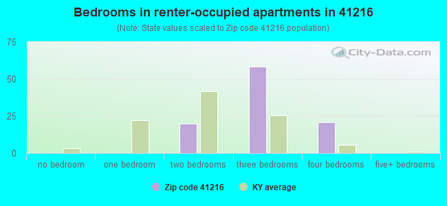 Bedrooms in renter-occupied apartments in 41216 