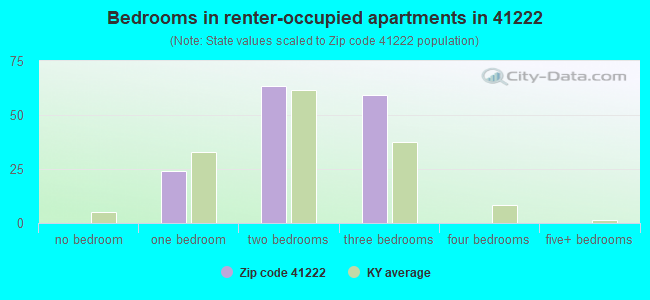Bedrooms in renter-occupied apartments in 41222 