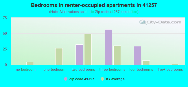 Bedrooms in renter-occupied apartments in 41257 