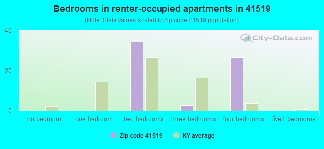 Bedrooms in renter-occupied apartments in 41519 