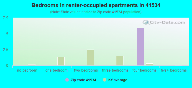Bedrooms in renter-occupied apartments in 41534 