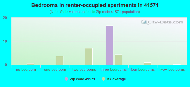 Bedrooms in renter-occupied apartments in 41571 