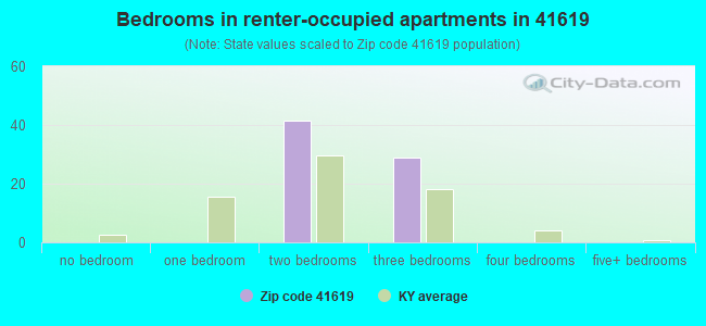 Bedrooms in renter-occupied apartments in 41619 