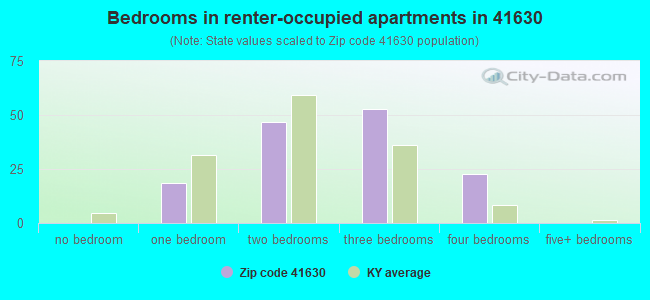 Bedrooms in renter-occupied apartments in 41630 