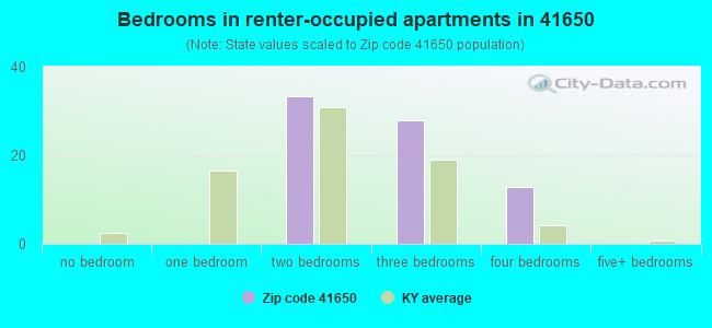 Bedrooms in renter-occupied apartments in 41650 