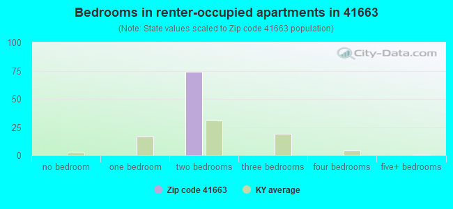 Bedrooms in renter-occupied apartments in 41663 