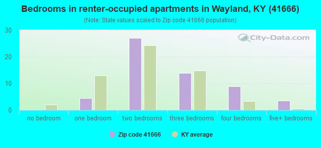 Bedrooms in renter-occupied apartments in Wayland, KY (41666) 