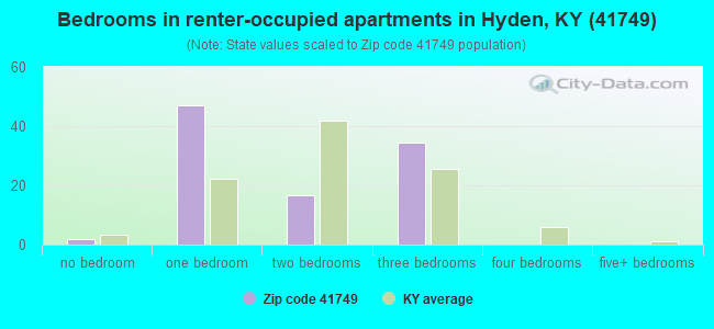 Bedrooms in renter-occupied apartments in Hyden, KY (41749) 