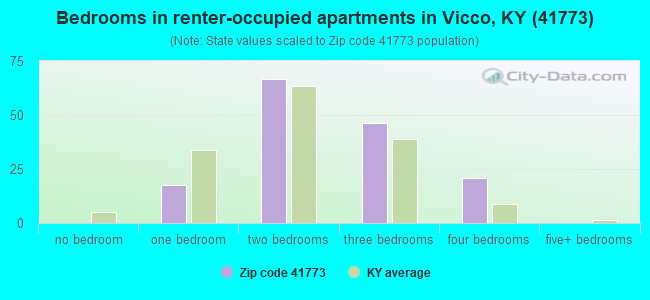 Bedrooms in renter-occupied apartments in Vicco, KY (41773) 