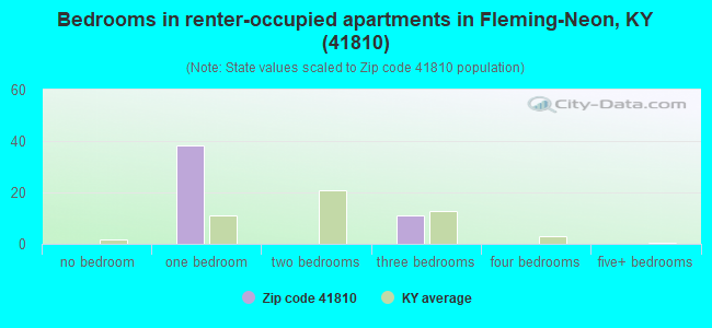 Bedrooms in renter-occupied apartments in Fleming-Neon, KY (41810) 
