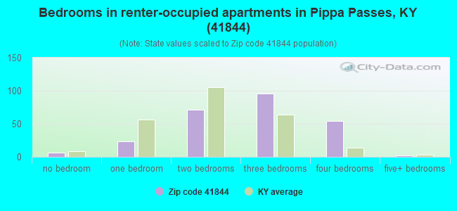 Bedrooms in renter-occupied apartments in Pippa Passes, KY (41844) 