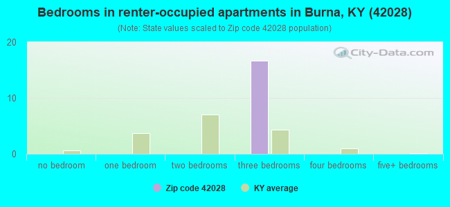 Bedrooms in renter-occupied apartments in Burna, KY (42028) 