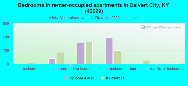 Bedrooms in renter-occupied apartments in Calvert City, KY (42029) 