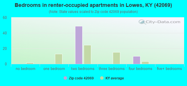 Bedrooms in renter-occupied apartments in Lowes, KY (42069) 