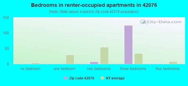 Bedrooms in renter-occupied apartments in 42076 