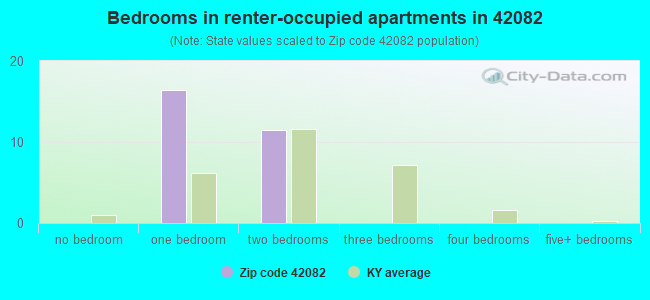 Bedrooms in renter-occupied apartments in 42082 